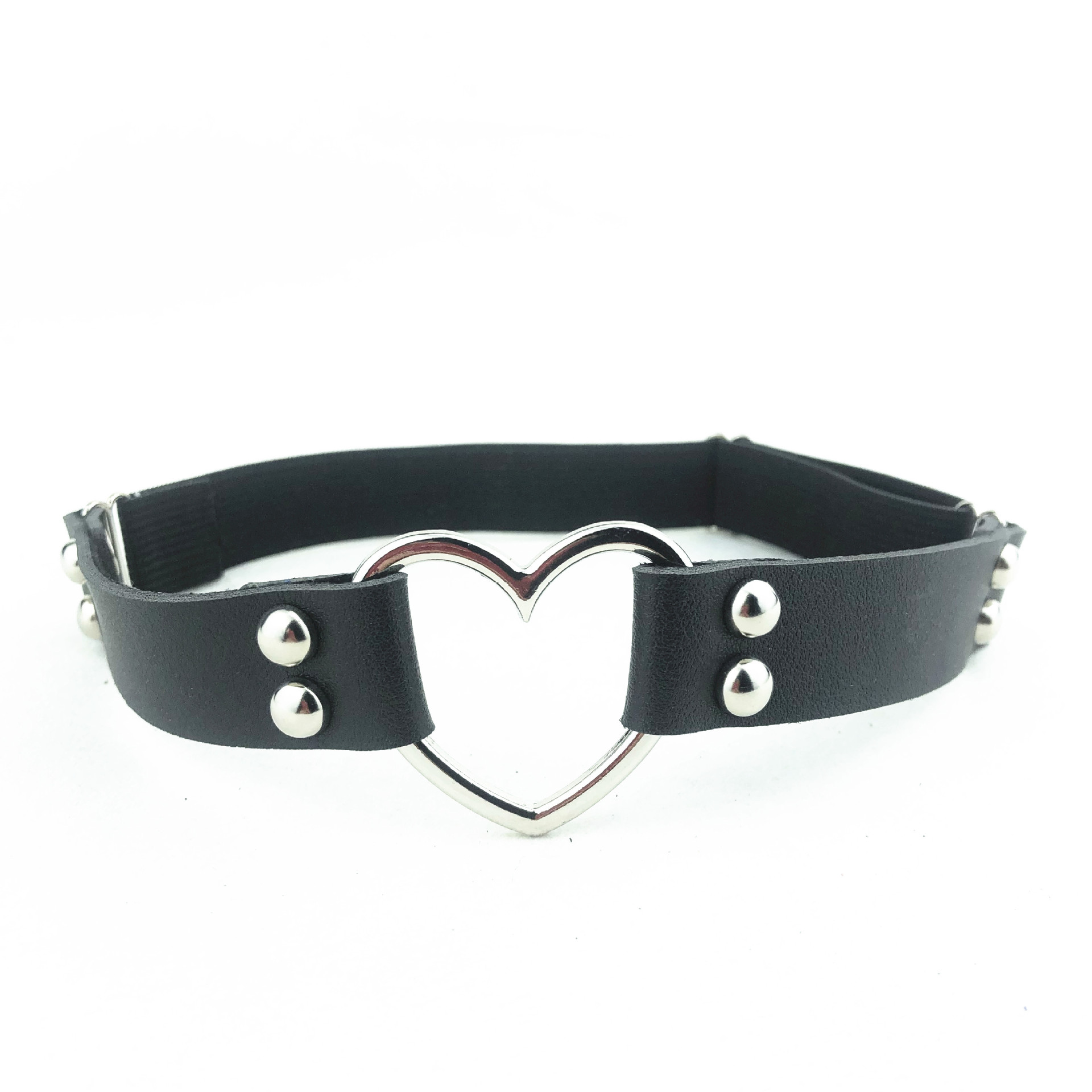 跨境日韩pu宽款大腿圈腿链网红潮女皮质爱心蘑菇钉腿环