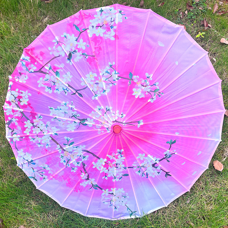 Craft Umbrella Solid Wooden Pole Dance Umbrella Cheongsam Silk Umbrella Performance Umbrella Decorative Ceiling Flower Cloth Umbrella Oil Paper Hanfu Umbrella