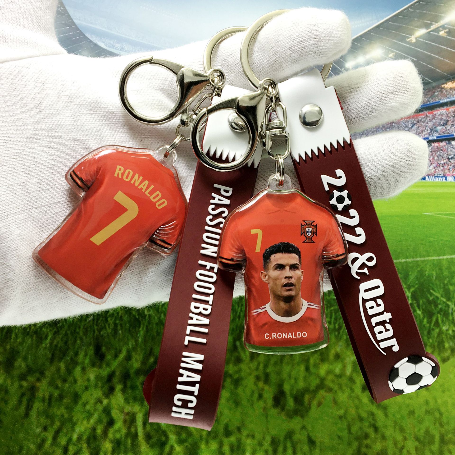 跨境热卖球星钥匙扣五大联赛俱乐部欧冠队徽挂件足球球迷小礼品