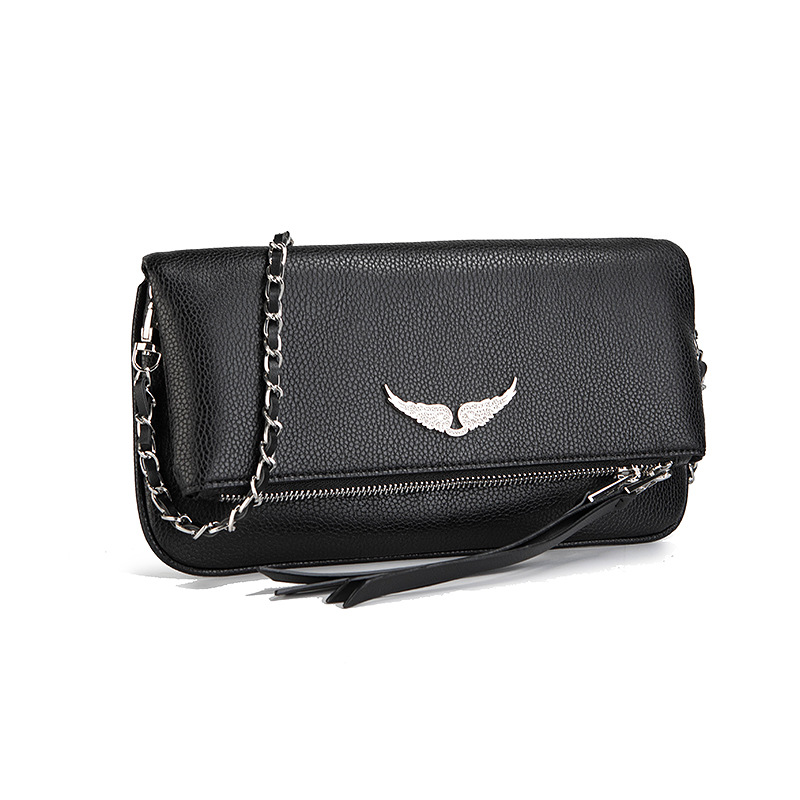 Black Wings Shoulder Bag ZV Wings Chain Women's Crossbody Genuine Leather Bag Foreign Trade Cross-Border