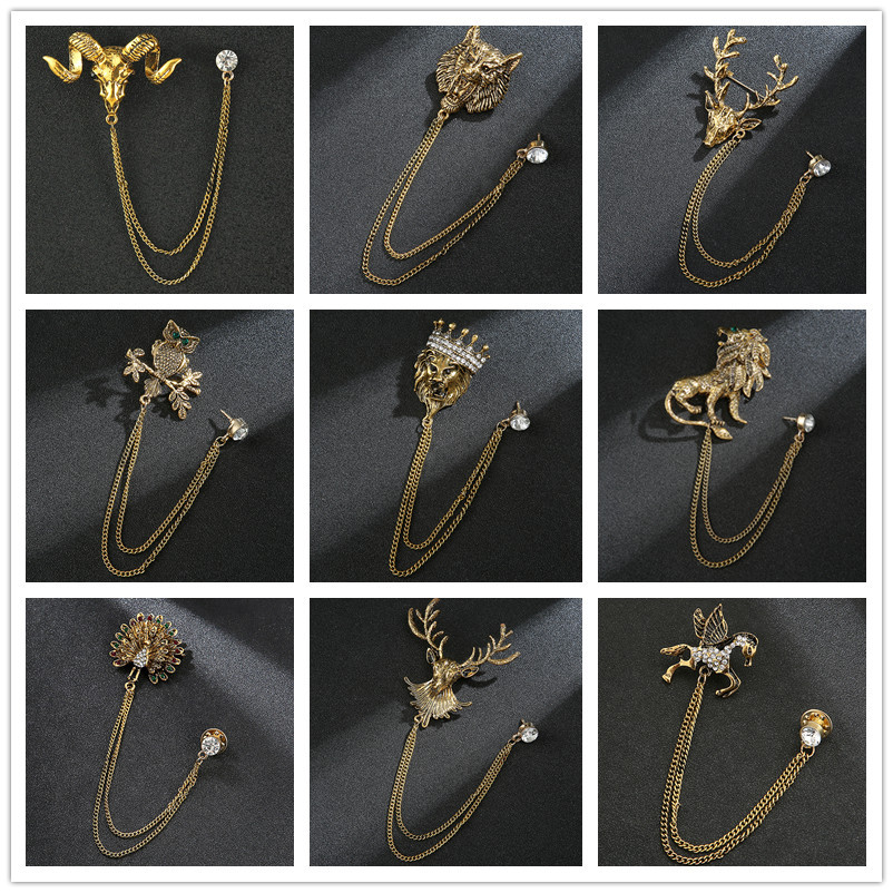 men‘s suit korean style wings brooch korean style chain collar pin suit animal pin corsage simple badge accessories