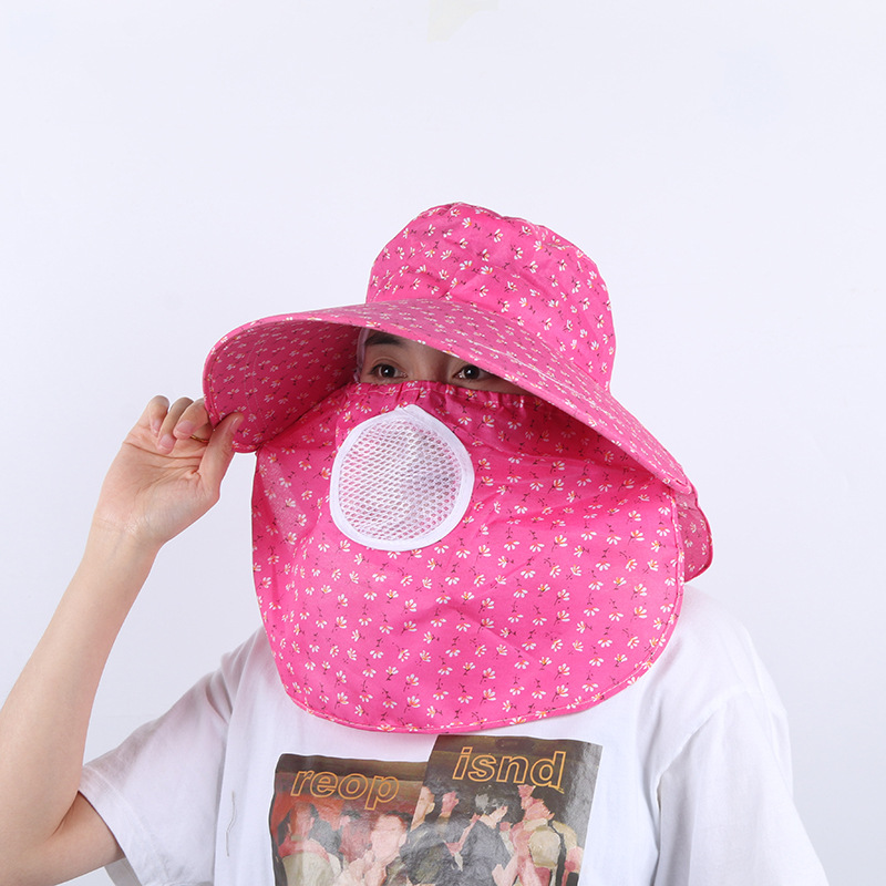 Hat Women's Spring Summer Sun Hat Cherry Tea Picking Hat Big Brim Cycling Sun Hat Cover Face Breathable Tea Picking Hat