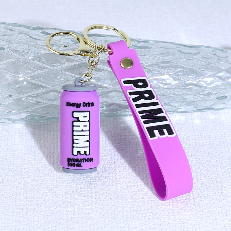 Creative Primedrink Beverage Bottle Keychain Pendant Silicone Bottle-Shaped Couple Bags Car Pendant Small Gift