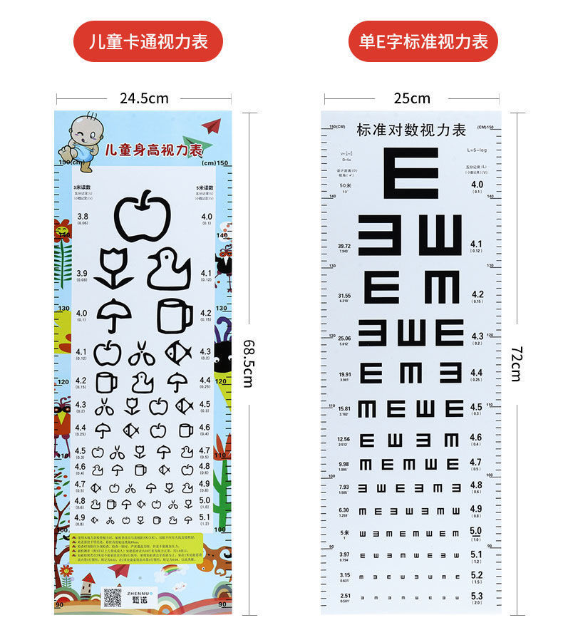 视力表e字挂图标准对数e儿童家用成人测近视眼眼睛测视表