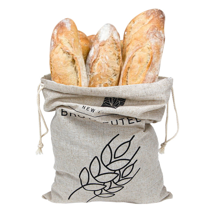 环保麻布面包袋 棉麻束口袋拉绳 灰色亚麻袋包装五谷坚果水果