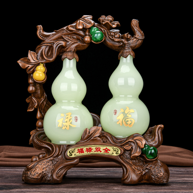 福禄双全琉璃玉葫芦摆件家居装饰品酒柜电视柜乔迁新居开门红礼品