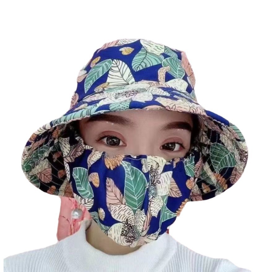 Sun Hat Mask Mask Integrated Sun Protection Breathable Fisherman Hat Uv Protection Spring and Summer Basin Hat Color