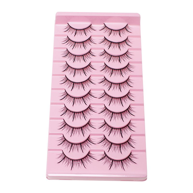 10 Pairs of Fishtail Clamp Fairy False Eyelashes Natural Nude Makeup Heavy Makeup Can Be Used by Beginners