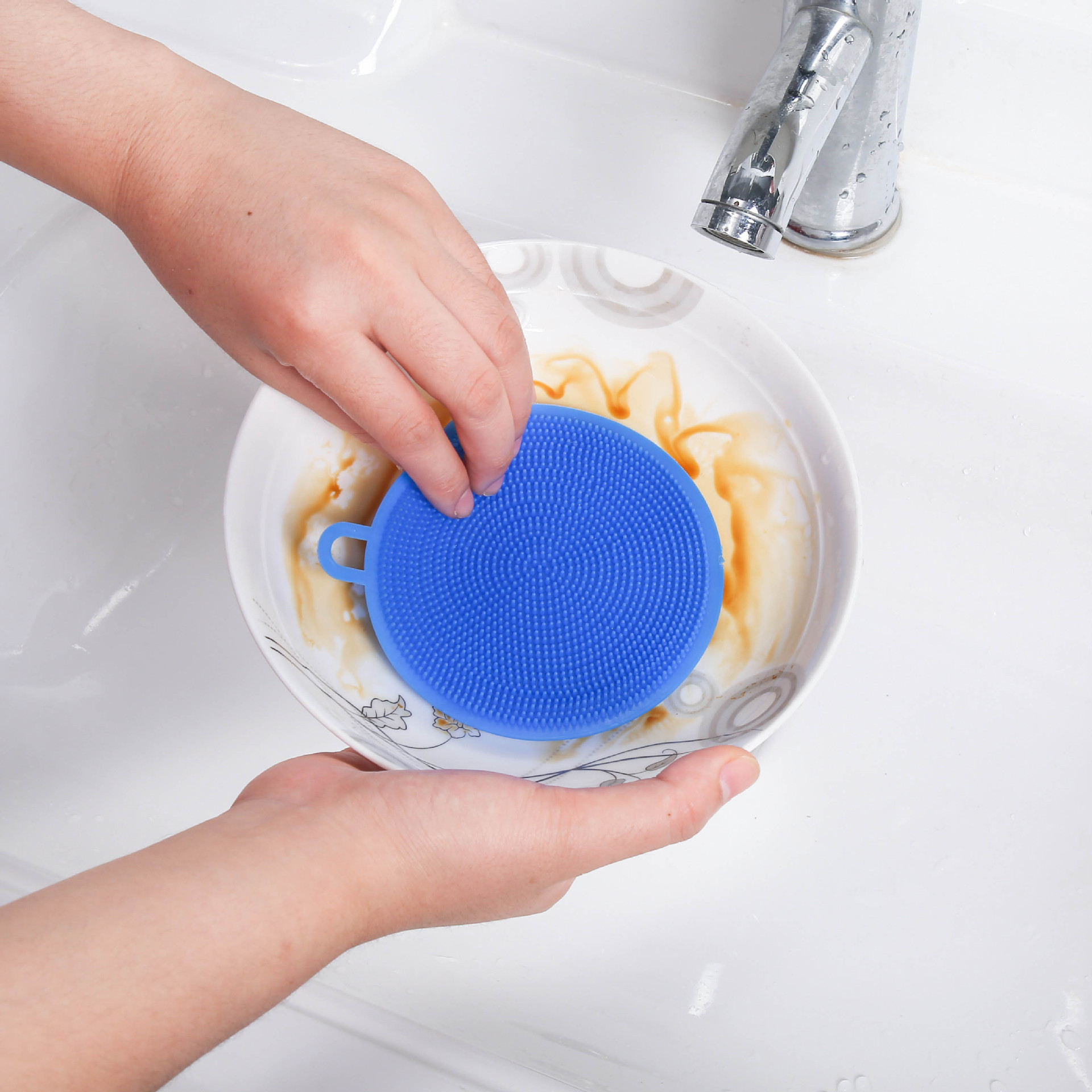 硅胶洗碗刷 厨房用品不沾油洗碗布圆形硅胶清洁刷 百洁布清洁刷