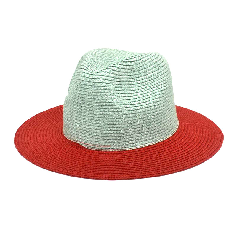 Cross-Border New Arrival Fashion Stitching Straw Hat Men and Women British Outdoor Travel Sun Protection Sun Hat with Wide Brim Two-Color Straw Hat