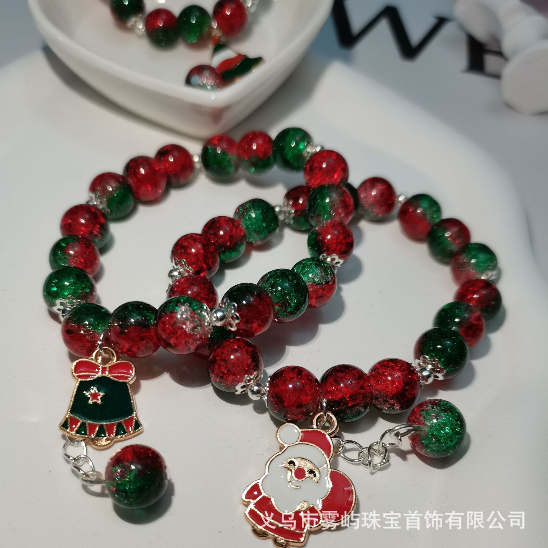 爆款圣诞手链手工diy闺蜜女友手链饰品套装圣诞老人小熊节日礼物