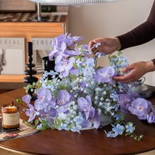 酒店餐桌花摆花花假花会议桌塑料花大圆桌转盘中间摆设装饰花