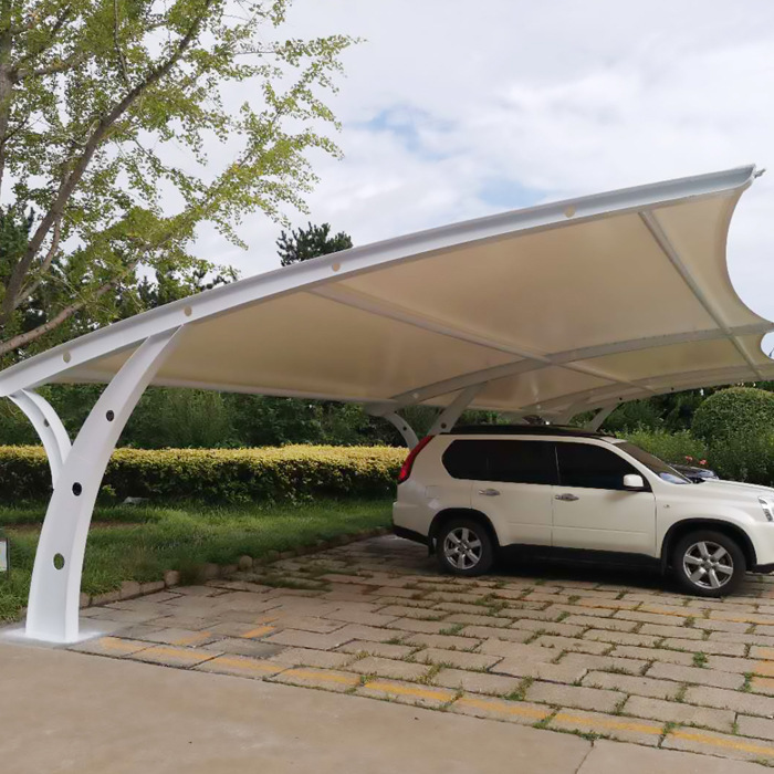 膜结构汽车棚7字停车棚小区电动车充电桩自行车棚遮阳棚景观棚