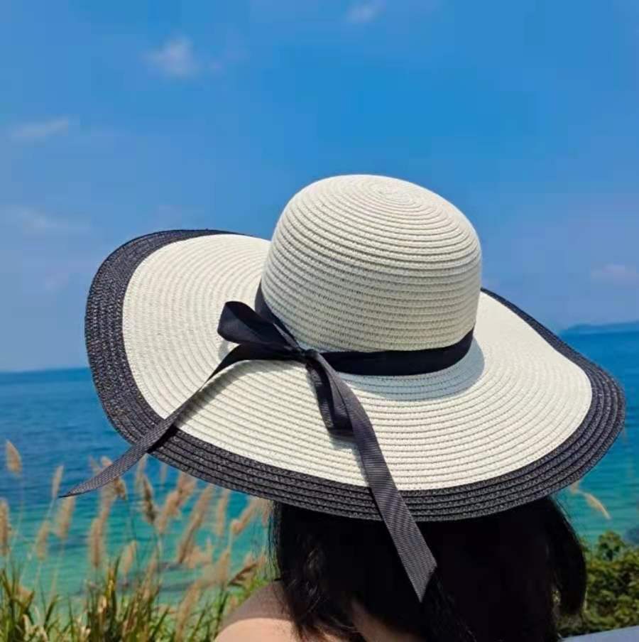 Straw Hat Women's Summer Seaside Stylish Casual Vacation Beach Broad-Brimmed Hat Korean Style All-Matching Sun Hat Sun Protection Sun Hat