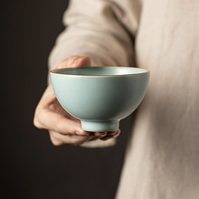 天青汝窑陶瓷主人杯汝瓷开片可养单杯高端品茗杯功夫茶具家用茶杯