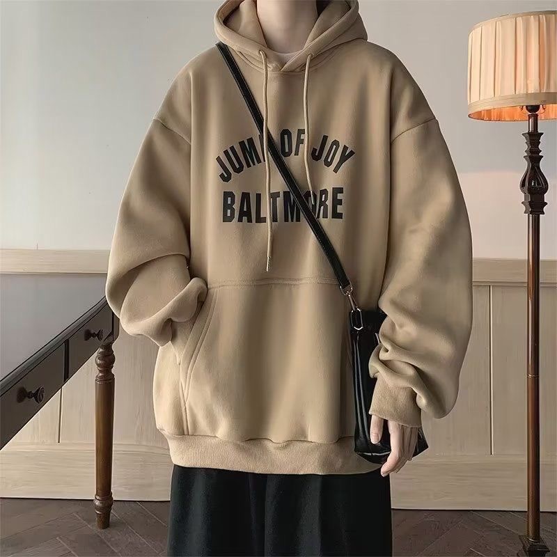New Autumn and Winter Fleece plus Size Men's Hooded Long Sleeve Sweater Fashion Brand Men's Live Clothing Factory Direct Supply