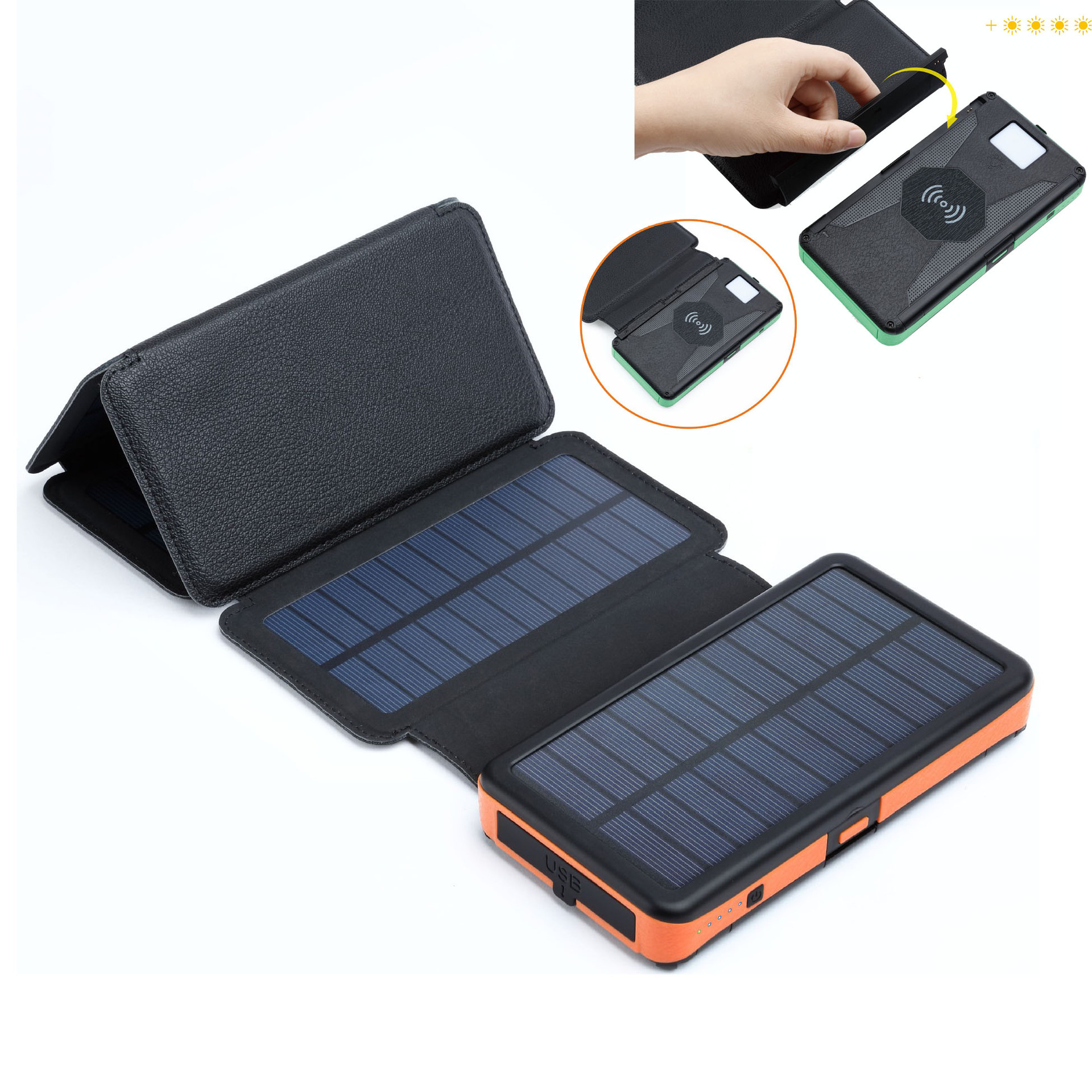 防水拆卸 磁吸太阳能充电宝 折叠三防20000mah大容量无线移动电源