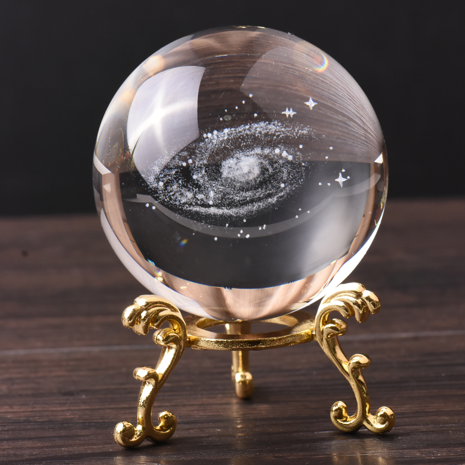 水晶内雕星空银河系水晶球摆件玻璃球居家装饰品生日礼物一件代发