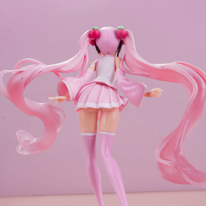 哇塞动漫特价初音未来樱花初音手办粉色动漫模型公仔蛋糕车载装饰