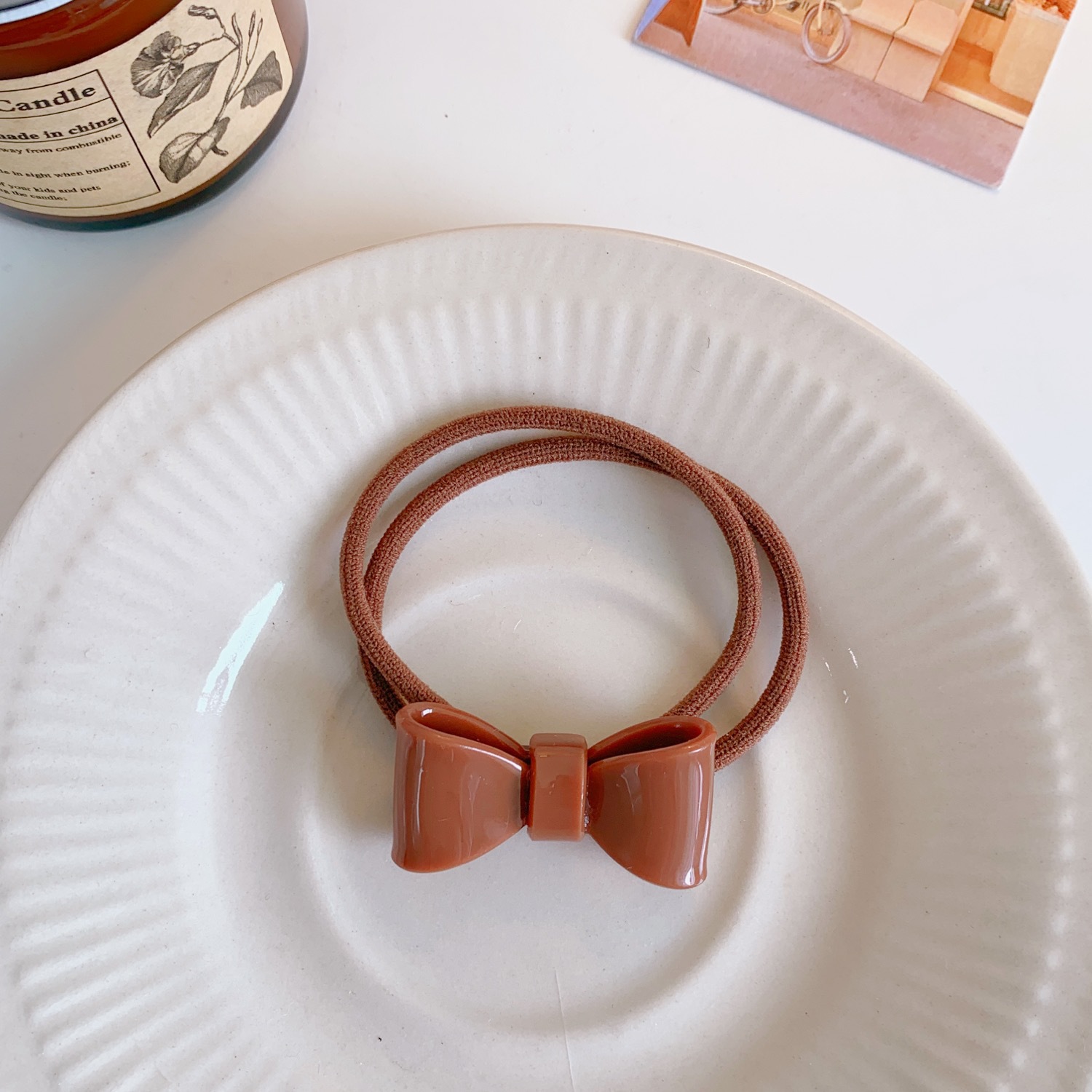 可爱迷你亚克力蝴蝶结发夹发饰女甜美少女心不伤发气质橡皮筋发绳