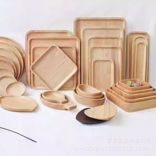 日式餐具盘早餐烧烤盘子酒店餐厅点心实木餐盘家用木质托盘木盘