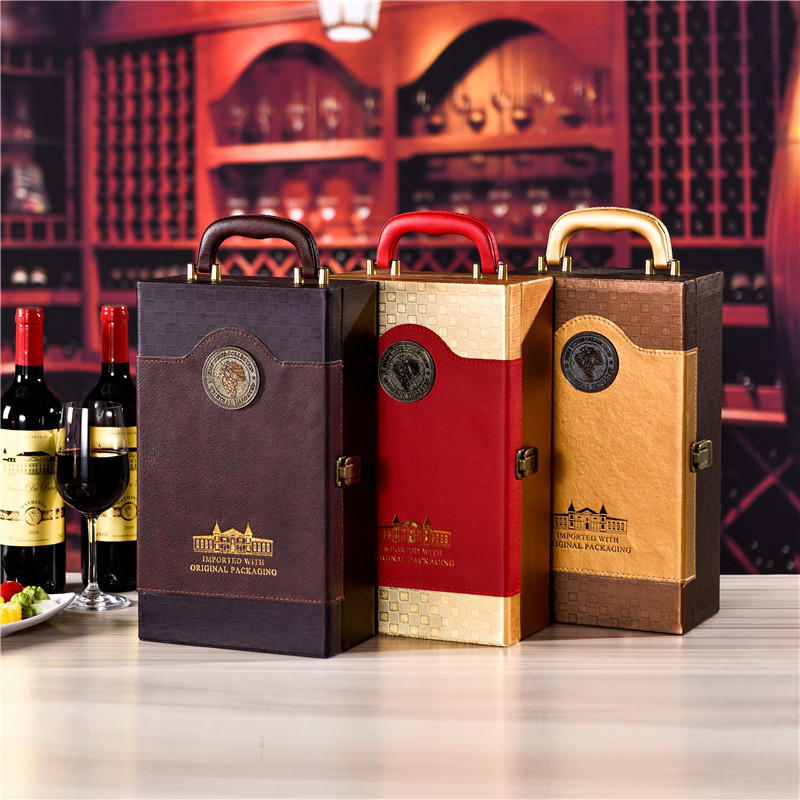 精品pu红酒礼盒2支装红酒包装盒含酒具葡萄酒礼盒红酒盒子