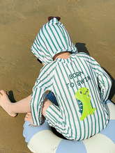 儿童泳衣连体男童恐龙韩国中小童宝宝长袖速干婴儿可爱防晒泳装