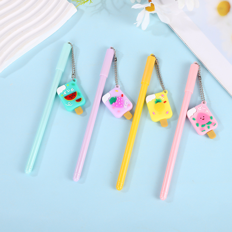 Cartoon Ice Sucker Pendant Gel Pen Creative Learning Stationery Exam Black Gel Pen Cute Student Office Supplies