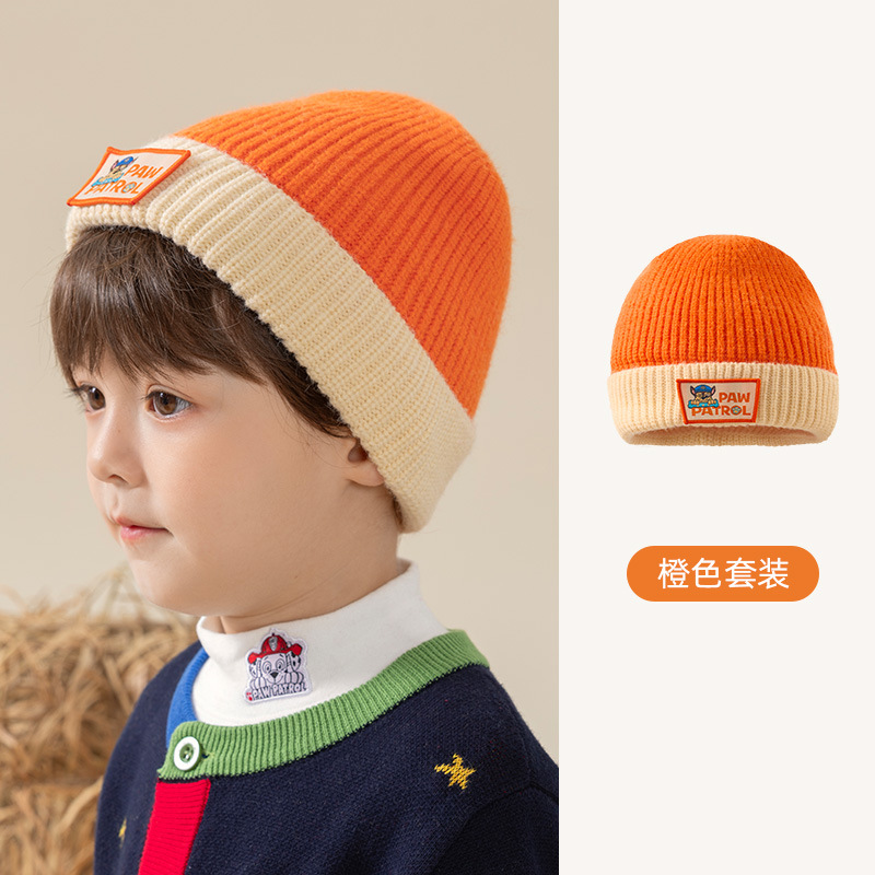 Children's Knitted Woolen Cap Fleece-lined 2023 Autumn and Winter New Warm Baby Hat Paw Patrol Children's Hat Wholesale