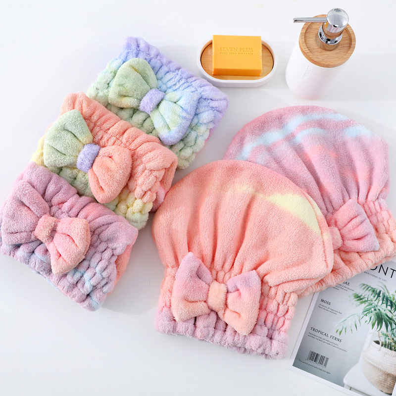 shower cap women‘s absorbent thickened cute princess hat adult hair drying towel headcloth coral velvet soft hair-drying cap