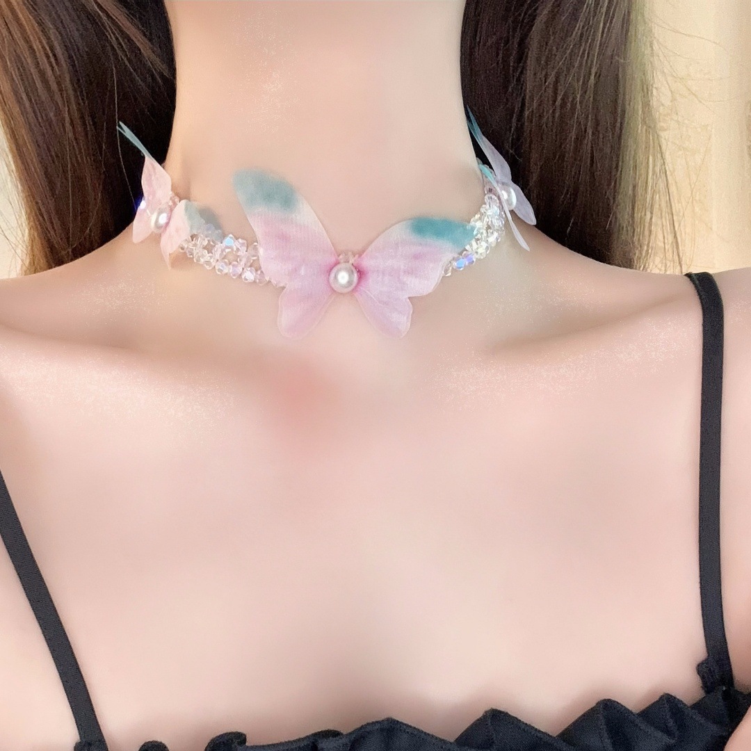蝴蝶公主水晶项链图片