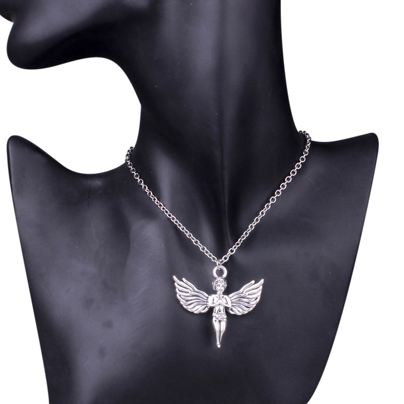 个性天使吊坠时尚欧美风龙骨链夜店男女项链嘻哈ins网红首饰品