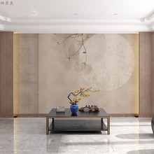 新中式轻奢客厅沙发电视背景墙壁纸素雅复古墙面墙布环保壁画壁纸