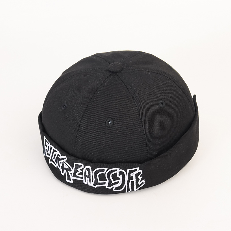 Cross-Border Men and Women Skullcap Embroidered Letters Beanie Dome Hooligans Yuppie Hat Brush Cut Cap Japanese Style Hip Hop Chinese Landlord Hat
