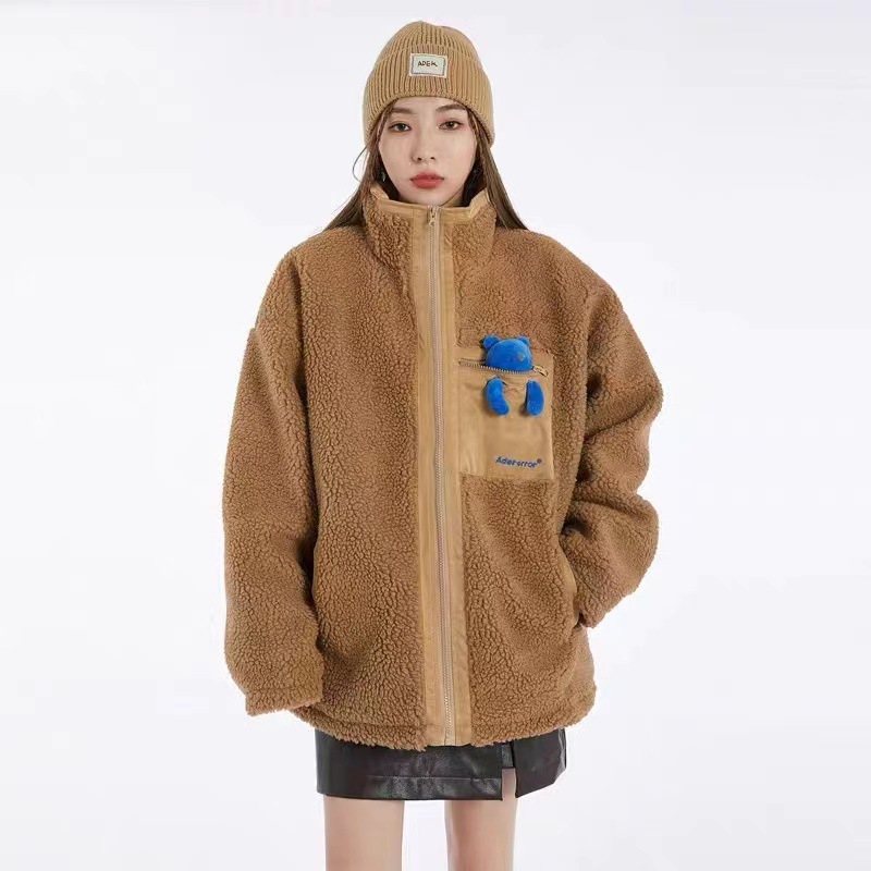 ader口袋小熊羊羔毛摇粒绒棉衣男女同款棉服冬季新款加厚外套上衣