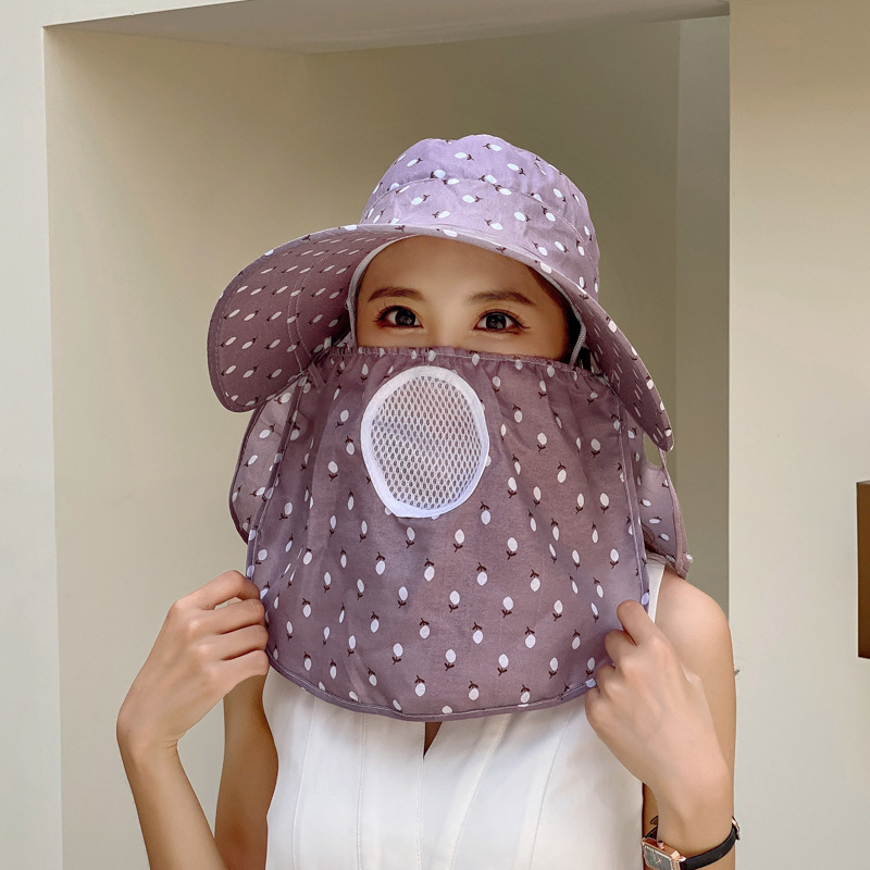 Summer Sun Hat Female Sun-Proof Face Cover Korean Wide Brim Mom Hat Riding Face Care Sun Hat Tea Picking Hat Wholesale