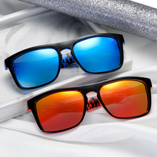 新款偏光太阳镜sunglasses欧美时尚彩印方形墨镜钓鱼运动男款眼镜