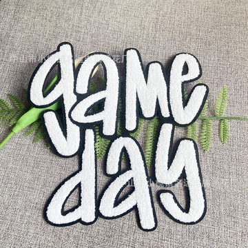 大尺寸毛巾绣字母布贴game day背胶绣花毛巾绣补丁diy衣服装饰贴