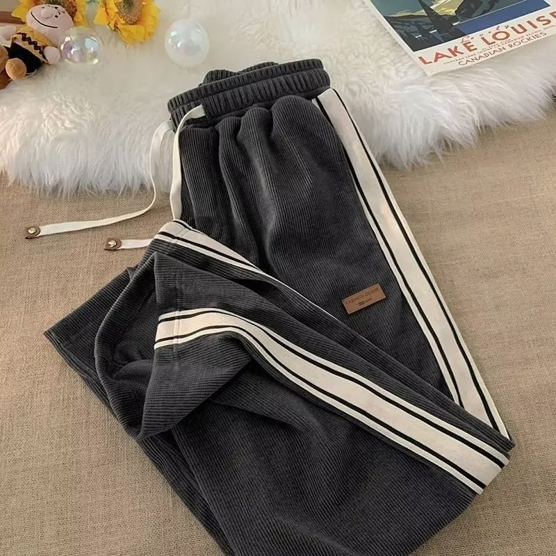 2023 Autumn and Winter Pants Boys Youth Loose Straight Sports Wide-Leg Pants Trendy Casual Pants