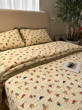 韩式全棉绗缝花边床盖三件套可水洗夹棉加厚床单四季款纯棉床铺至