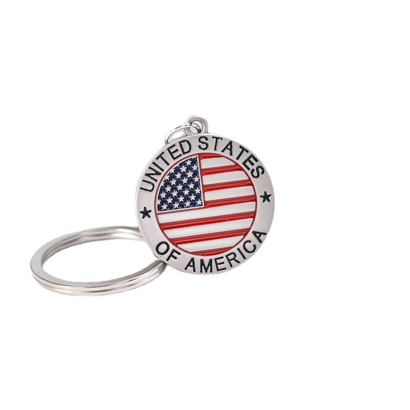 AliExpress Cross-Border American Flag Letter Keychain Zinc Alloy Drip Keychain Pendant Small Gift Key Ring