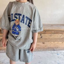 2024韩国童装夏季新款儿童韩版套装两件套女童短袖T恤+短裤122288