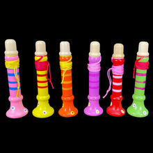 多彩木制小喇叭 儿童彩色益智乐器木制益智玩具