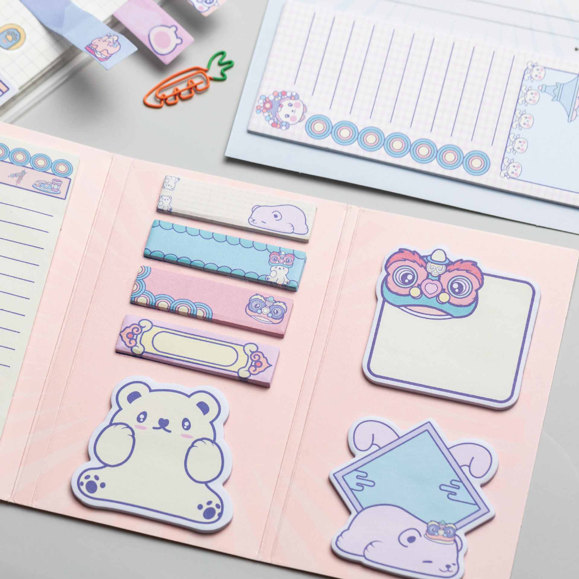 觅橙三折便利贴 可爱国潮手帐素材便利贴批发