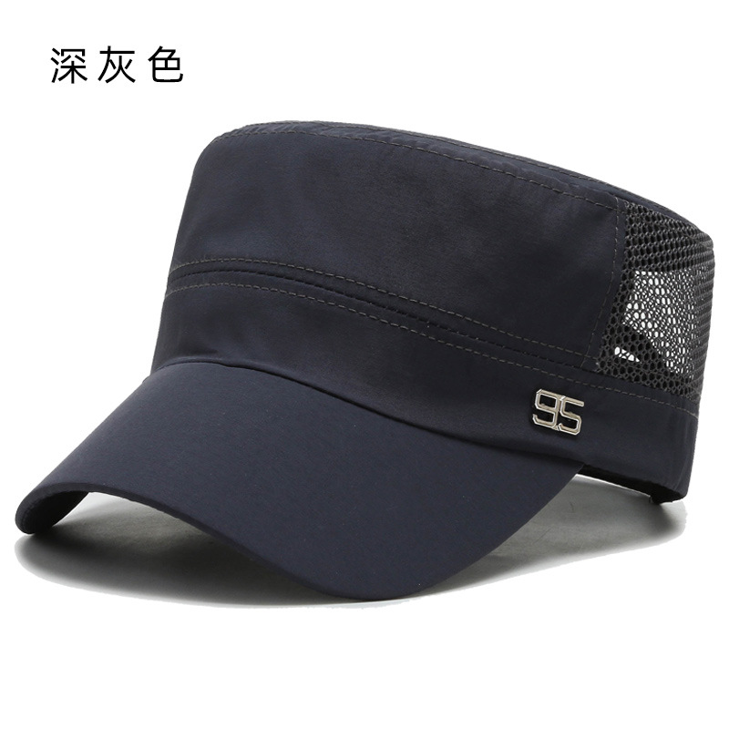 Hat Men's Summer Mesh Cap Sun-Proof Breathable Quick-Drying Sun Hat Outdoor Fishing Riding Flat-Top Cap Peaked Cap