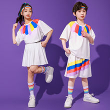 儿童小学生运动会开幕式服装彩虹表演幼儿园团体班服啦啦队演出服