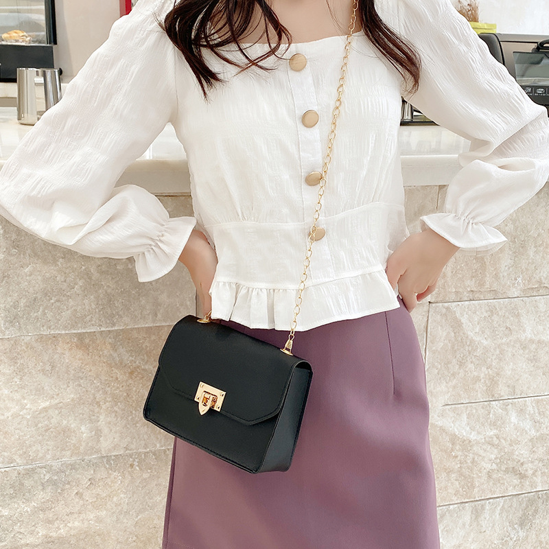 Bags Fashion Simple Chain Small Square Bag Urban Japanese and Korean New Plain Shoulder Crossbody Female Mini Phone Bag