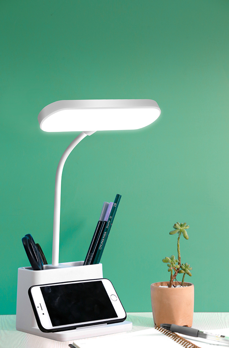 米锐led笔筒台灯厂家批发 usb智能充电插电两用学生书桌护眼台灯