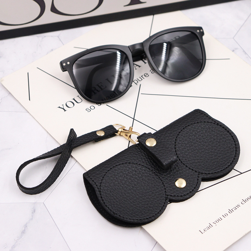 New Pu Sunglasses Bag Portable Glasses Case Sunglasses Protective Cover Cute Glasses Clip Women Simple Glasses Bag