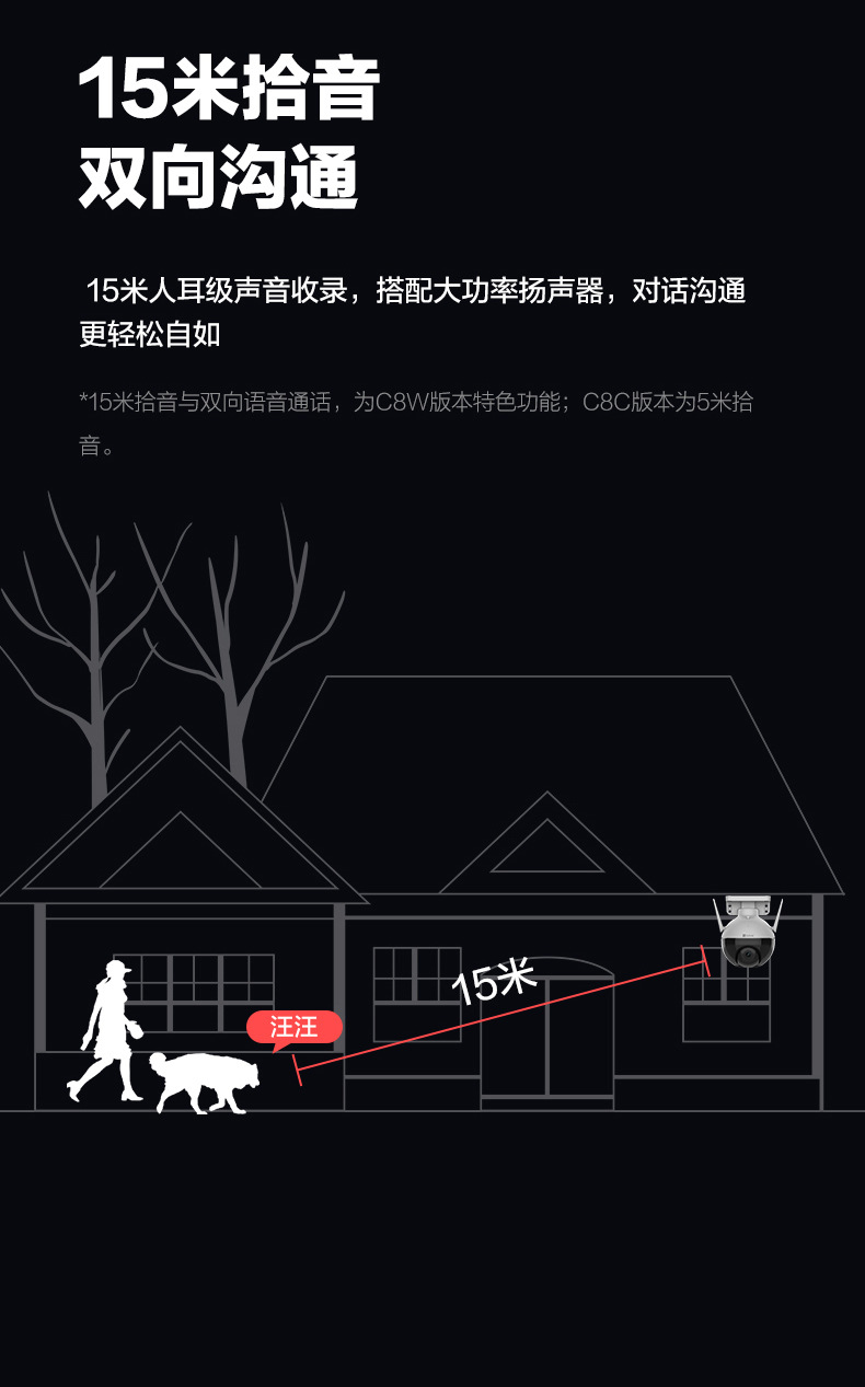 萤石云c8hc无线wifi全彩夜视360度旋转高清室外防水监控摄像头